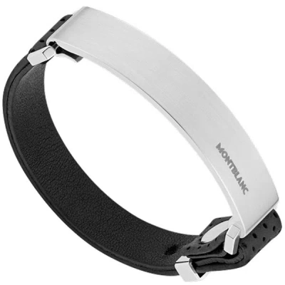 Montblanc Urban Spirit Leather Bracelet In Black
