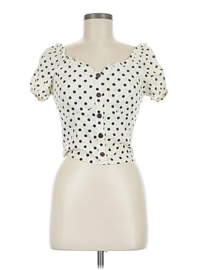 Pre-owned Monteau Short Sleeve Henley Shirt In Ivory