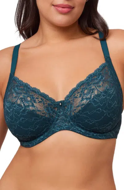 Montelle Intimates Muse Underwire Full Cup Lace Bra In Green