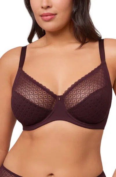 Montelle Intimates Muse Underwire Full Cup Lace Bra In Burgundy