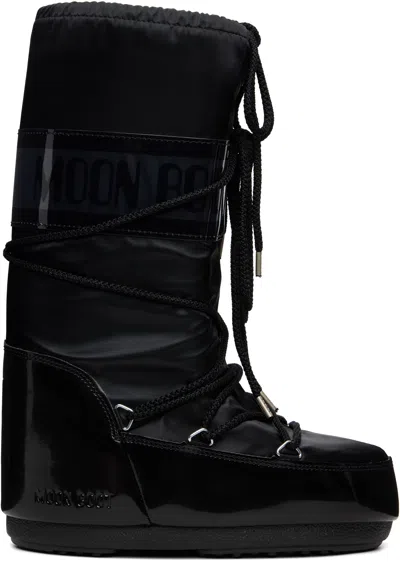 Moon Boot Black Icon Glance Satin Boots