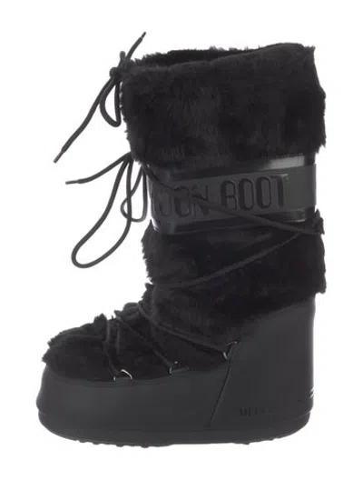 Pre-owned Moon Boot Faux Fur Snow Boots In Black