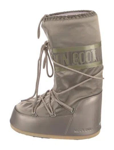 Pre-owned Moon Boot Nylon Graphic Print Snow Boots In Neutrals