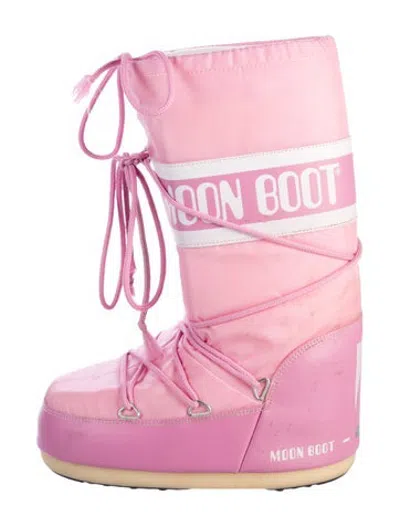 Pre-owned Moon Boot Nylon Graphic Print Snow Boots In Pink