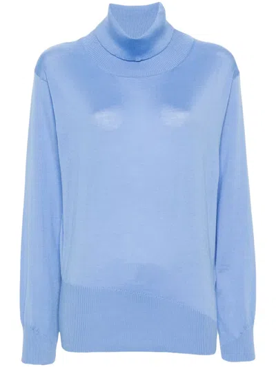 Moorer Ava-zef Roll-neck Jumper In Blue