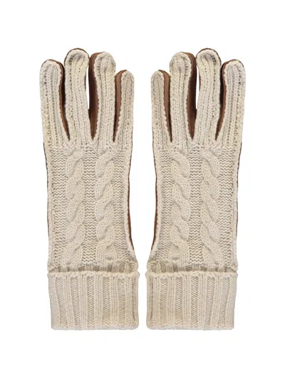 Moorer Cable-knit Gloves In Neutral