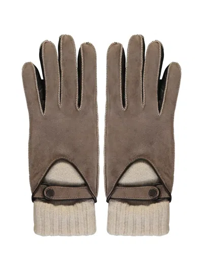 Moorer Contrasting Suede Gloves In Multi