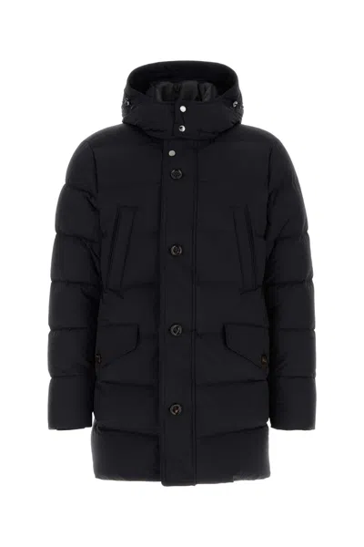 Moorer Gavin Down Jacket In Nylon Blend With Feather-filled Warmth In Blue