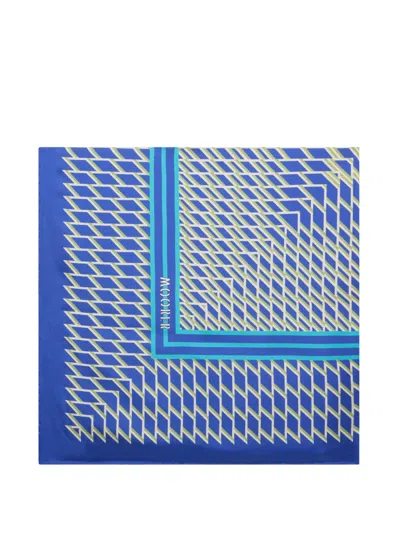 Moorer Geometric-print Scarf In Blue
