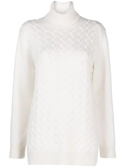 Moorer Knitted Cashmere Jumper In White