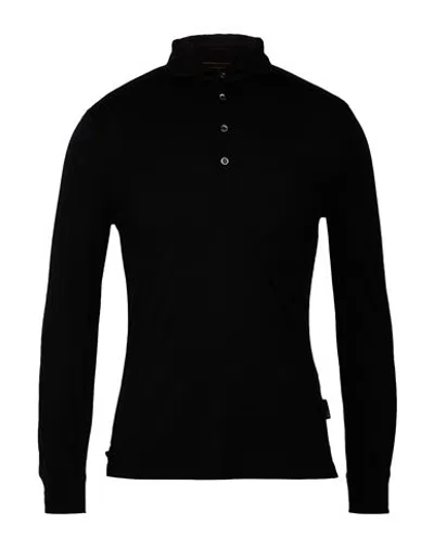 Moorer Man Polo Shirt Black Size 38 Cotton In Multi