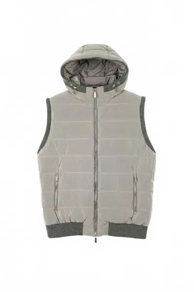 Moorer Men's Hooded Down Vest In Militare In Multi