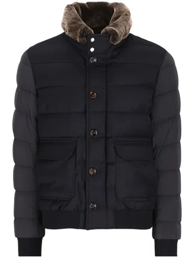 Moorer Men's Quilted Technical Coat In Navy