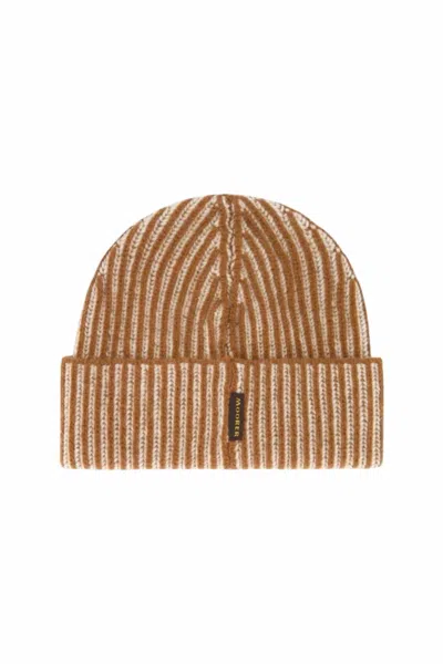 Moorer Men's Ribbed Knit Beanie Hat In Burnt Orange/nut In Multi