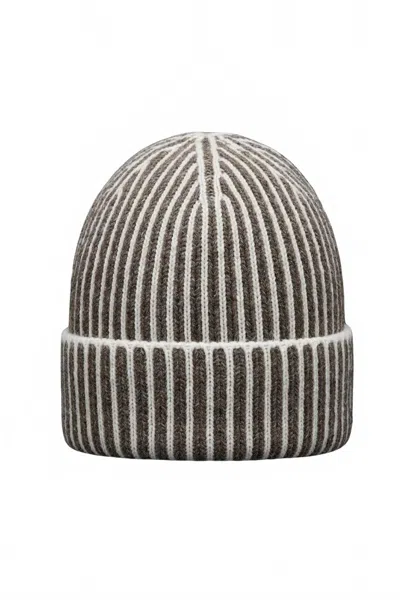 Moorer Men's Ribbed Knit Beanie Hat In Caffe/nut In Multi