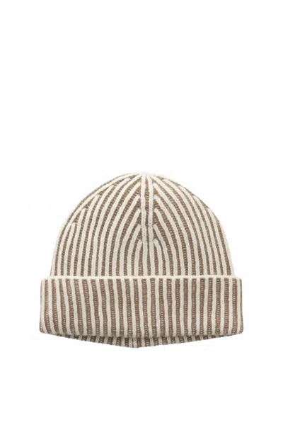 Moorer Men's Ribbed Knit Beanie Hat In Milk/visone In Multi