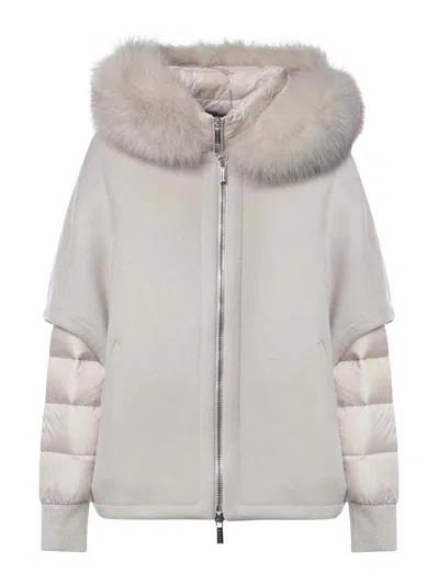 Moorer Pegaso-cwr Wool And Cashmere Down Jacket In Gray