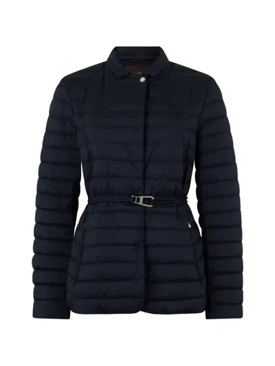 Moorer Quilted Belted Puffer Jacket In Blue