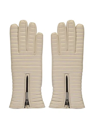 Moorer Quilted Zip Gloves In Neutral