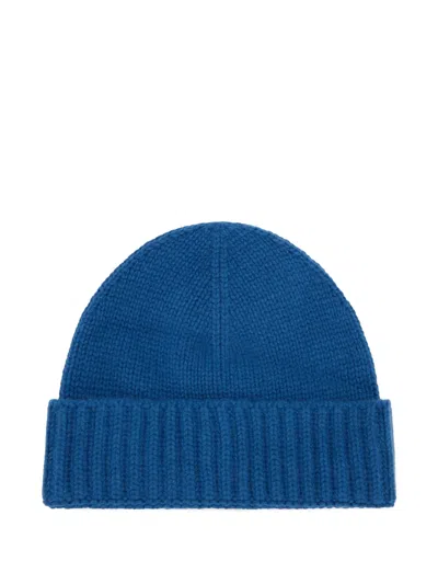 Moorer Ribbed Beanie In Blue