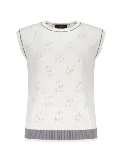 Moorer Ribbed Knitted Top In Multi