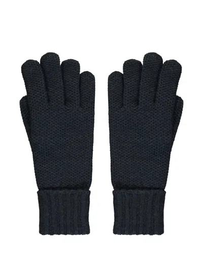 Moorer Ribbed-knit Gloves In Blue