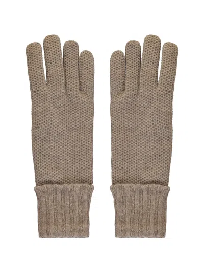 Moorer Ribbed-trim Gloves In Brown