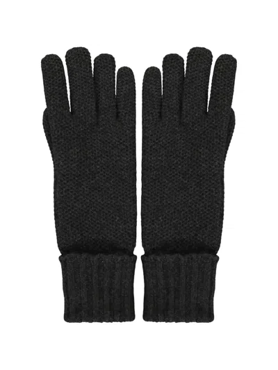 Moorer Ribbed-trim Gloves In Gray