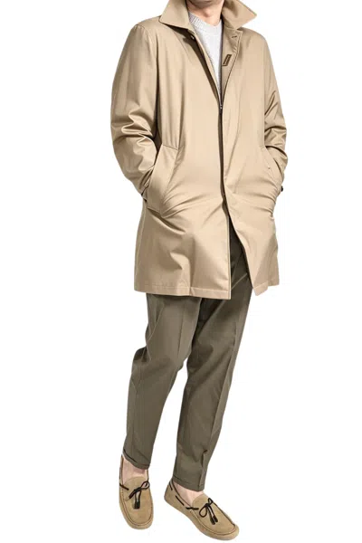 Moorer Vittor-go Wool-silk Coat Beige In Multi