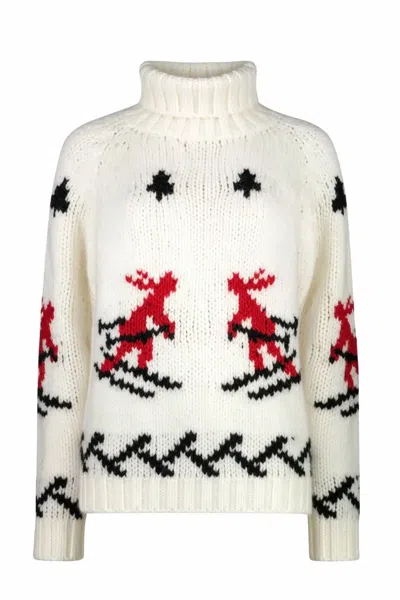 Moorer Women's Brida Turtleneck Knit Sweater In Bianco In White