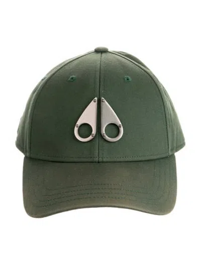 Pre-owned Moose Knuckles Cotton Baseball Cap With Embellishment In Green