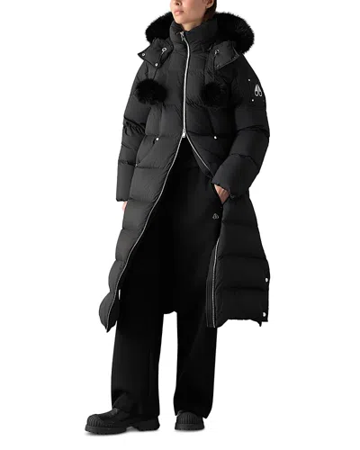 Moose Knuckles Everest Long Down Puffer Coat In Black
