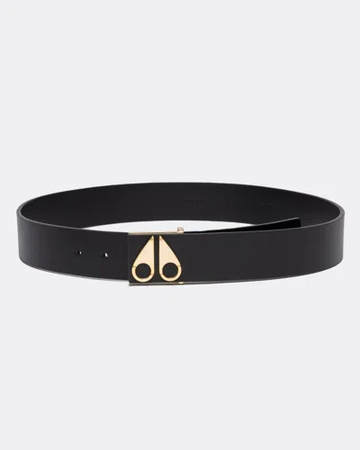 Moose Knuckles Mens Gold Logo Icon Belt In Black