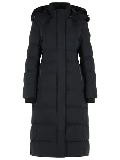 Moose Knuckles Quilted Long Parka With Removable Fur Insert In Black