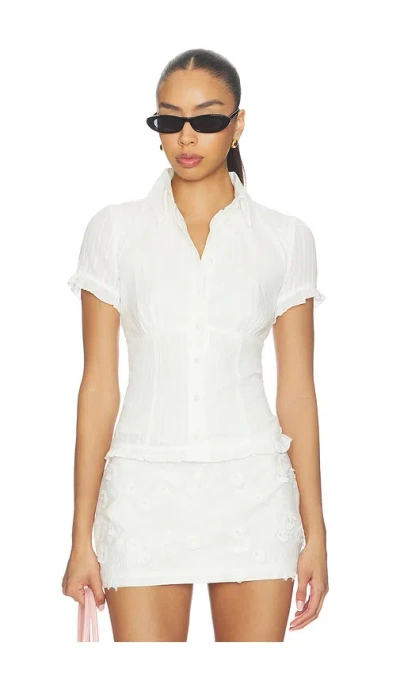 More To Come Abril Button Up Top In White