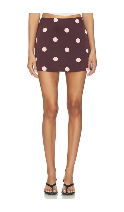 More To Come Chardae Mini Skirt In Plum & Pink Dot