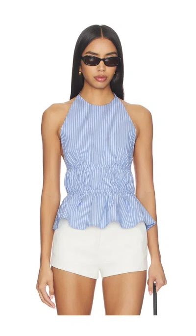 More To Come Drisana Halter Top In Blue Stripe
