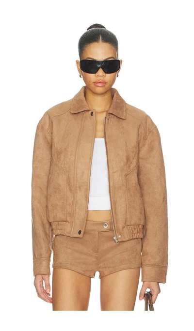 More To Come Graysen Faux Suede Jacket In Tan