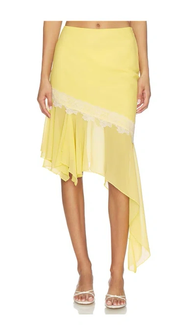 More To Come Yara Midi Skirt In Baby Yellow
