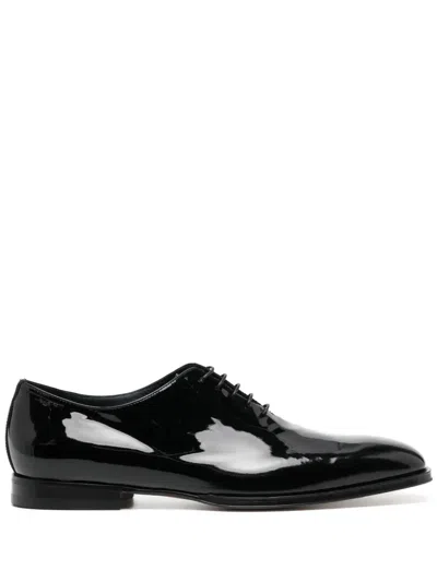 Moreschi Logo-debossed Patent Leather Oxfords In Black