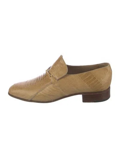 Pre-owned Moreschi Vintage Embossed Leather Loafers In Neutrals