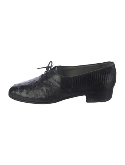 Pre-owned Moreschi Vintage Ostrich Oxfords In Black