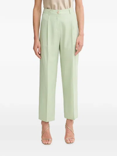 Morgan Button-detail Trousers In Green