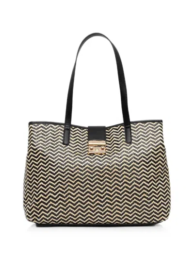 Morgan Chevron-pattern Tote Bag In Black