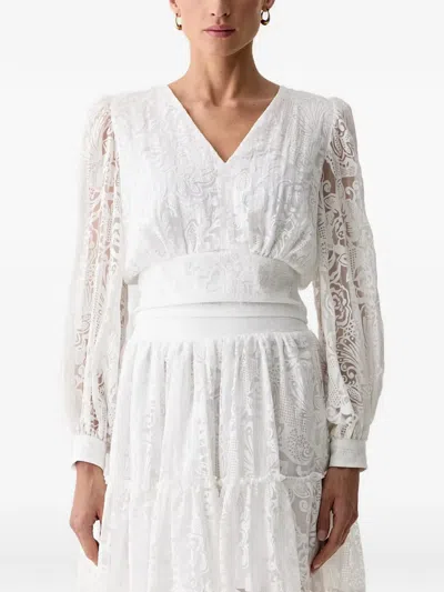 Morgan Floral-lace Blouse In White