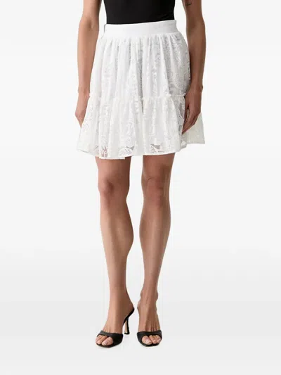 Morgan Lace-patterned Ruffled Mini Skirt In White