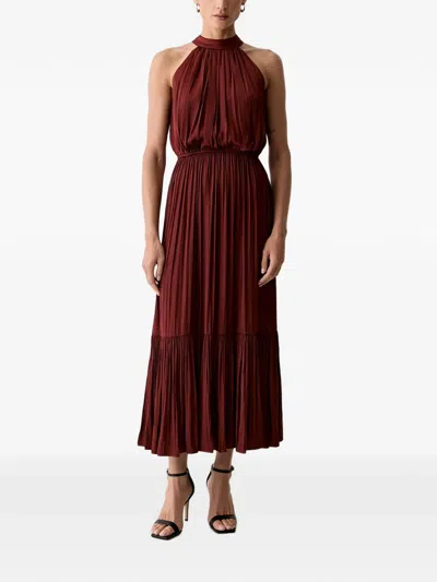 Morgan Pleated Midi Dress In Red