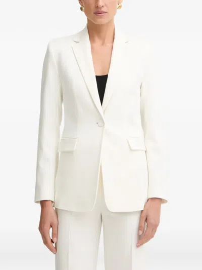 Morgan Vcurl.f Single-breasted Notched-lapels Blazer In White