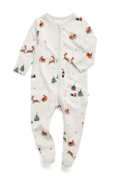 Mori Kids'  Print Two Way Zip Up Sleepsuit In White