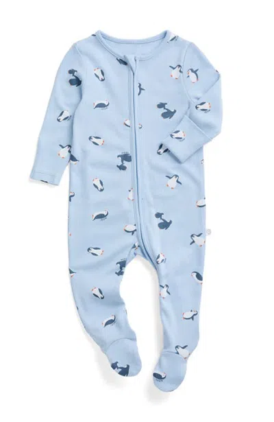 Mori Kids'  Print Two Way Zip Up Sleepsuit In Blue